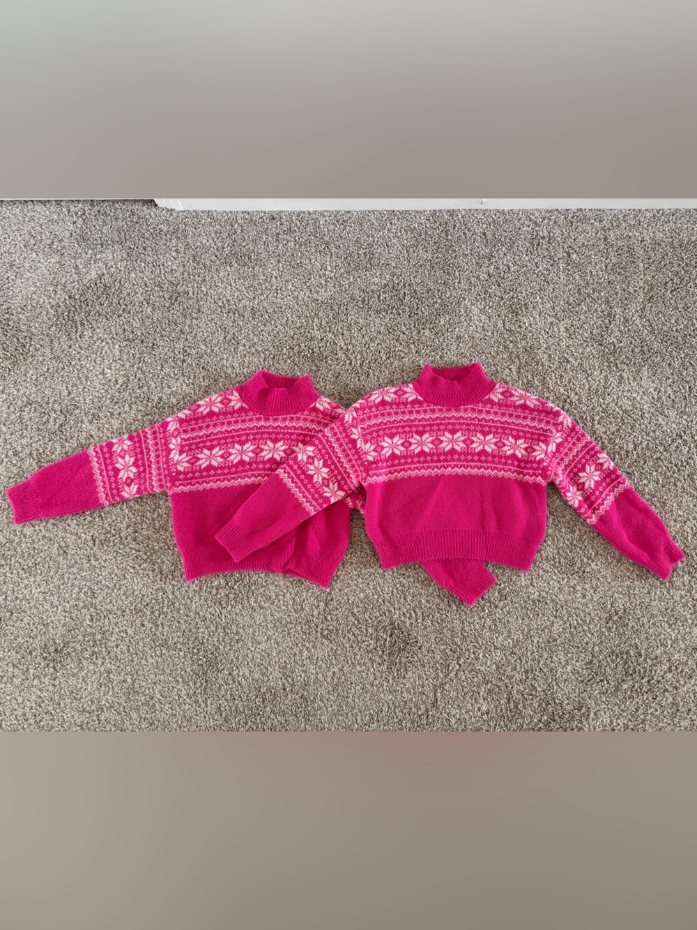 Twins art class Hot Pink Fair Isle Turtleneck Sweater